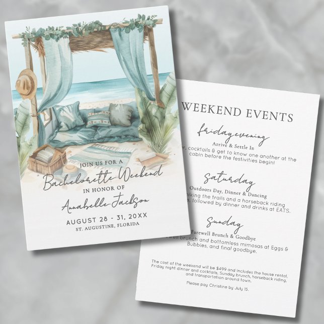 Girls Weekend Blue Beach Bachelorette Party Invitation (Girls Weekend Blue Beach Bachelorette Party Invitation)