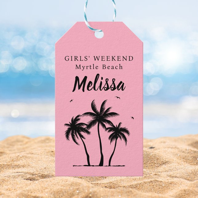 Girls Weekend Blush Pink Palm Tree Gift Tag (Creator Uploaded)