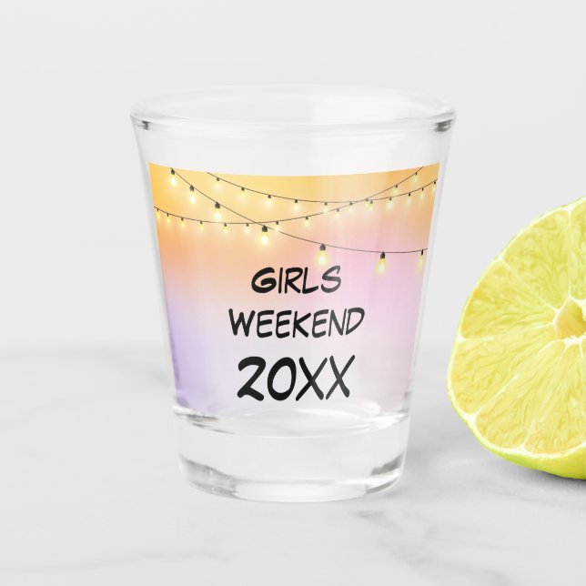 Girls Weekend Cafe Lights with Year Shot Glass (Front)