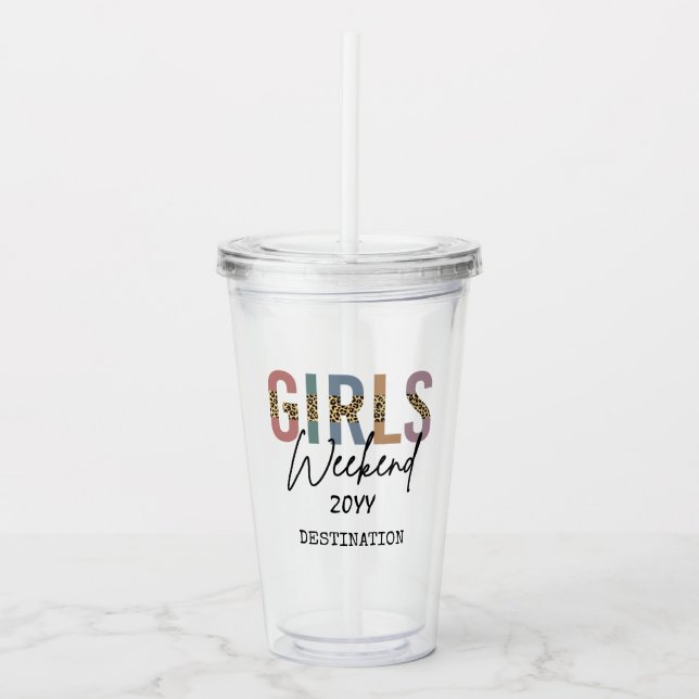 Girls Weekend Cheetah Print Girls trip getaway Acrylic Tumbler (Front)