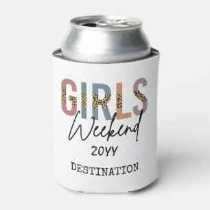 Girls Weekend Cheetah Print Girls trip getaway Can Cooler