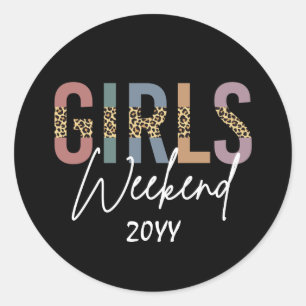 Girls Weekend Cheetah Print Girls trip getaway Classic Round Sticker