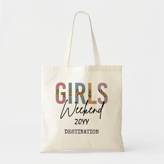 Girls Weekend Cheetah Print Girls trip getaway Tote Bag (Front)