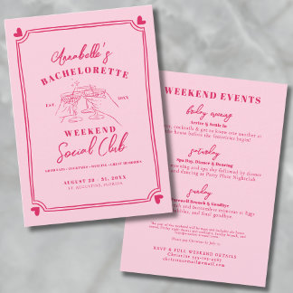 Girls Weekend Cocktail Social Club Bachelorette Invitation