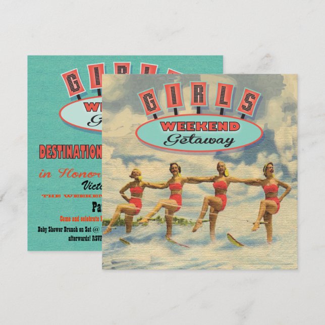 Girls Weekend Getaway Baby Shower Invitations (Front/Back)
