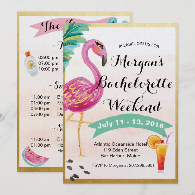 Girls Weekend Itinerary Invitation (Front/Back)