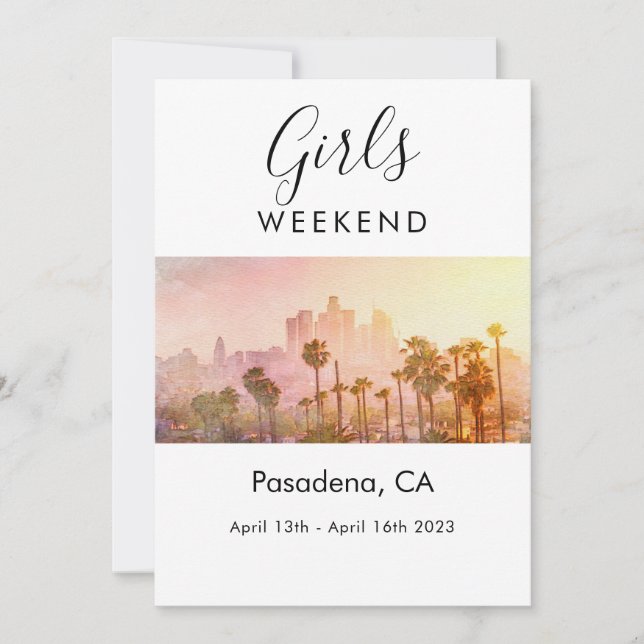 Girls Weekend LA Bachelorette Trip  Invitation (Front)