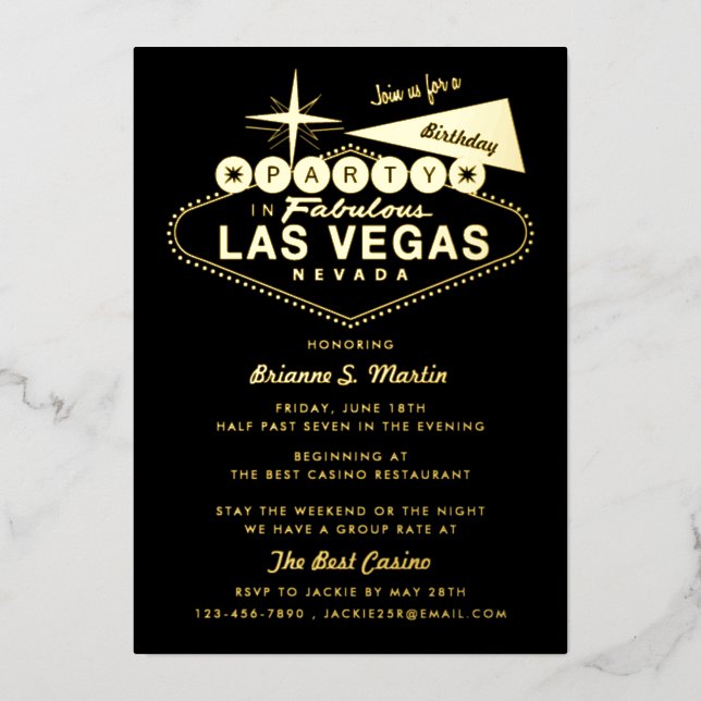 Girl's Weekend Las Vegas Birthday Party Foil Invit (Front)