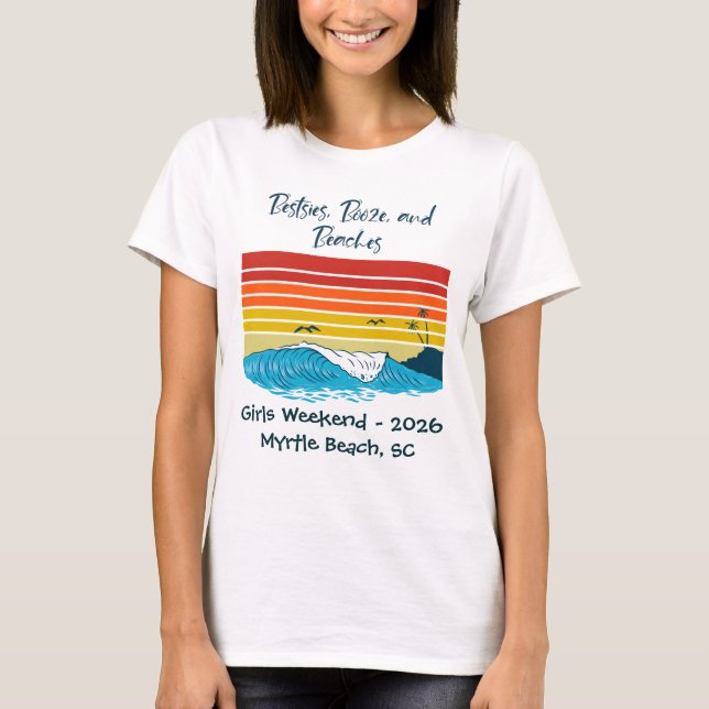 Girls Weekend Matching Tee Customisable Beach Trip (Front)