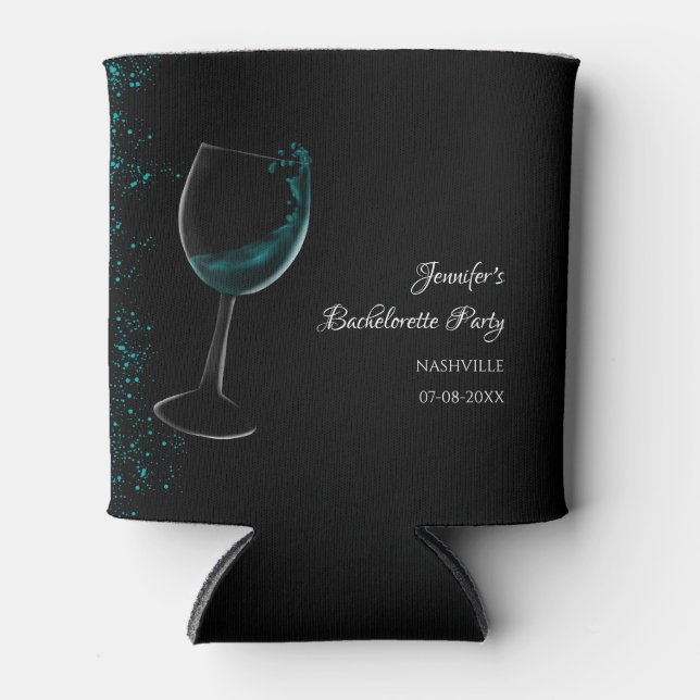 Girls weekend mocktail bachelorette party blue can cooler (Front)