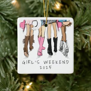 Girls Weekend Nashville Fashion Illustration Gift Ceramic Ornament