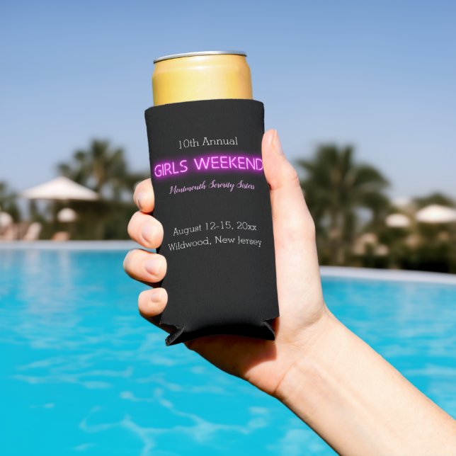 GIRLS WEEKEND Neon LED Sign Custom Personalised Seltzer Can Cooler (In Situ Pool)