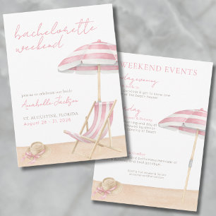 Girls Weekend Pink Beach Bachelorette Party Invitation