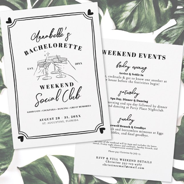 Girls Weekend Social Club Bachelorette Invitation (Creator Uploaded)
