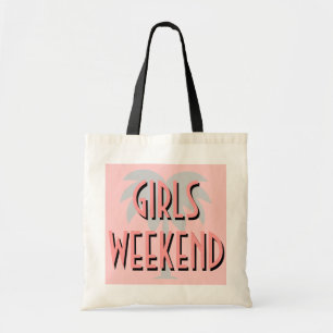 Girls weekend tote bag Coral pink palm tree