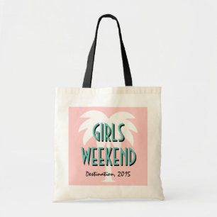 Girls weekend tote bag   Coral pink palm tree