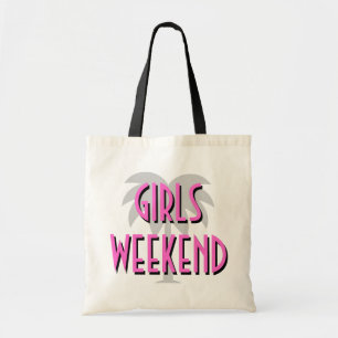 Girls weekend tote bag   Hot pink palm tree design