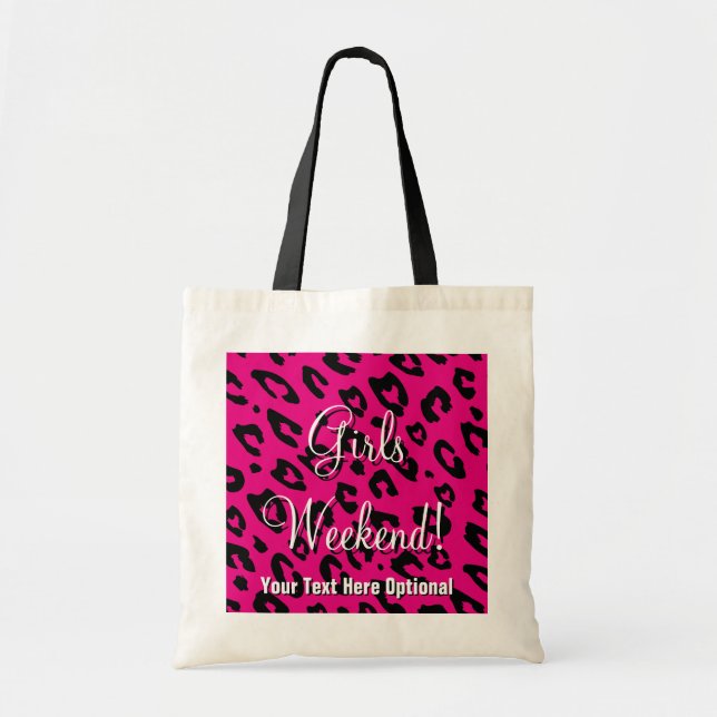 Girls weekend tote bag | pink black leopard print (Front)