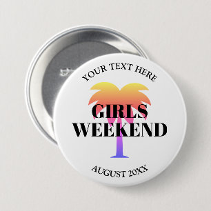Girls weekend trip bachelorette party palm tree 7.5 cm round badge