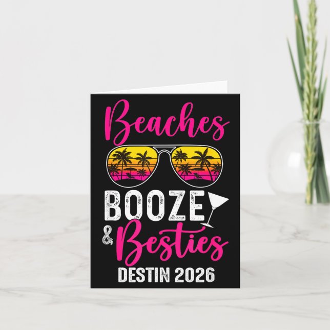 Girls Weekend Trip Destin 2026 Beaches Booze Ies  Card (Front)