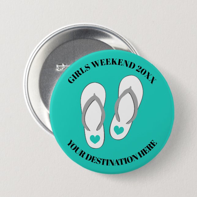 Girls weekend trip getaway cute beach sandals 7.5 cm round badge (Front & Back)