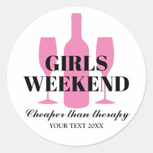 Girls weekend trip wine tasting party classic round sticker