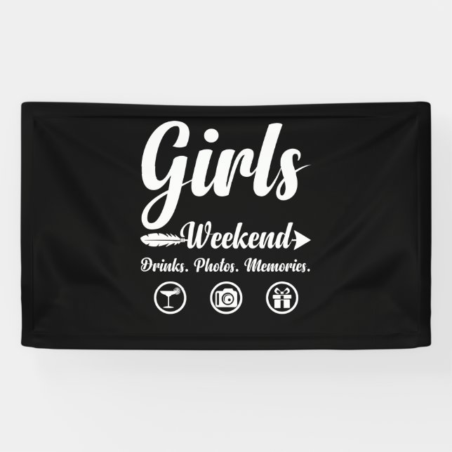 Girls Weekend Vacation Drinks Photos Memories Banner (Horizontal)