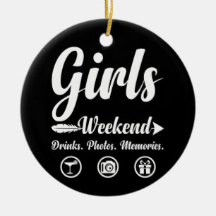 Girls Weekend Vacation Drinks Photos Memories Ceramic Tree Decoration