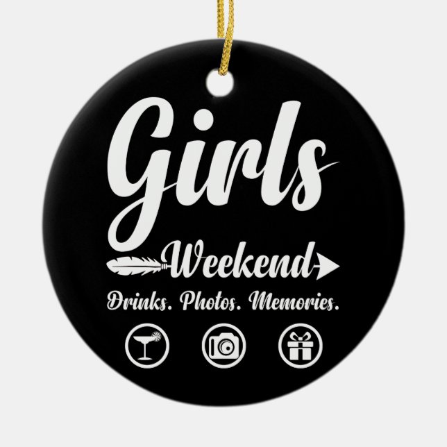 Girls Weekend Vacation Drinks Photos Memories Ceramic Tree Decoration (Front)