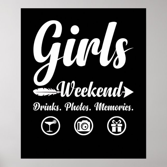Girls Weekend Vacation Drinks Photos Memories Poster (Front)