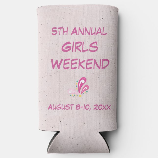 Girls Weekend with Date Name Customisable Text Seltzer Can Cooler (Front)
