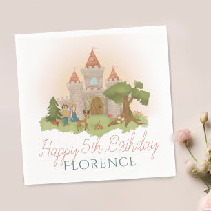 Girls Whimsical Fairytale Castle Kids Birthday Napkin