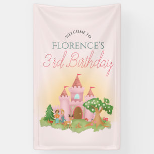 Girls Whimsical Pink Princess Birthday Welcome Banner