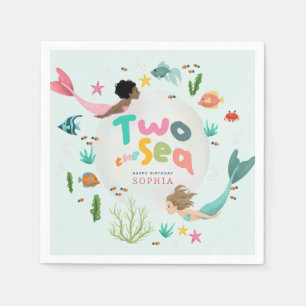 Girls Whimsical Under the Sea Splash 2nd Birthday Napkin