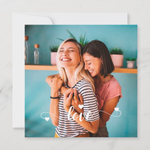 Girls White Love Script With Heart Valentine Holiday Card