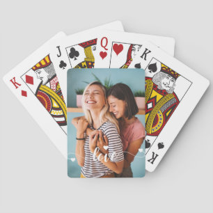 Girls White Love Script With Heart Valentine Playing Cards