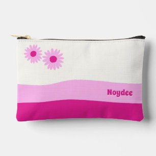 Girls white pink daisy simple accessory pouch