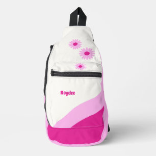 Girls white pink daisy simple sling bag