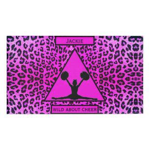 Girls "Wild About Cheer" Pink Leopard   Name Tag