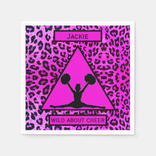 Girls "Wild About Cheer" Pink Leopard Napkin