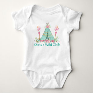 Girls Wild One Teepee 1st Birthday Shirt