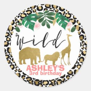 Girls Wild Safari Themed Birthday Sticker