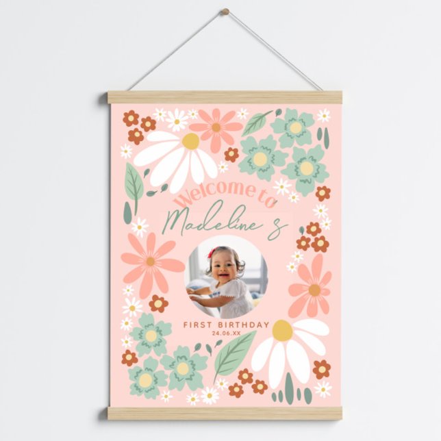 Girls Wildflower Daisy Photo Birthday Welcome Sign (Creator Uploaded)
