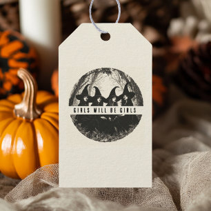 "Girls Will Be Girls Cute Witch-Themed Halloween Gift Tags