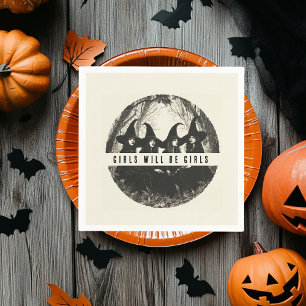 "Girls Will Be Girls   Cute Witch-Themed Halloween Napkin