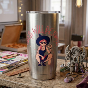 Girls Will Be Girls   Feminist Witch Thermal Insulated Tumbler
