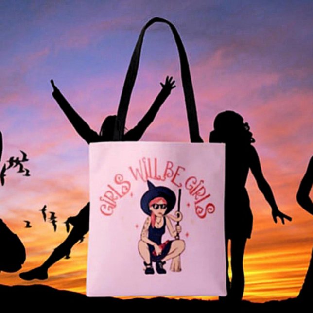 Girls Will Be Girls | Feminist Witch Tote Bag (Creator Uploaded)