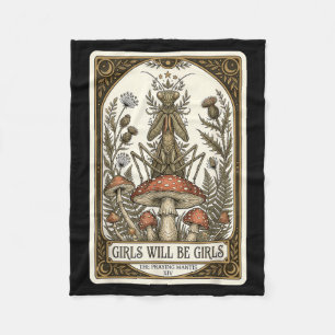 Girls Will Be Girls Praying Mantis Tarot Card Fleece Blanket