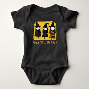 Girls Will Be Girls Quirky Witches Feminist Baby Bodysuit