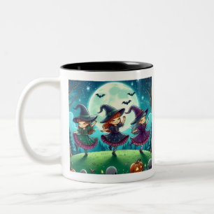 Girls Will be Girls quote, witchs in the moonlight Two-Tone Coffee Mug